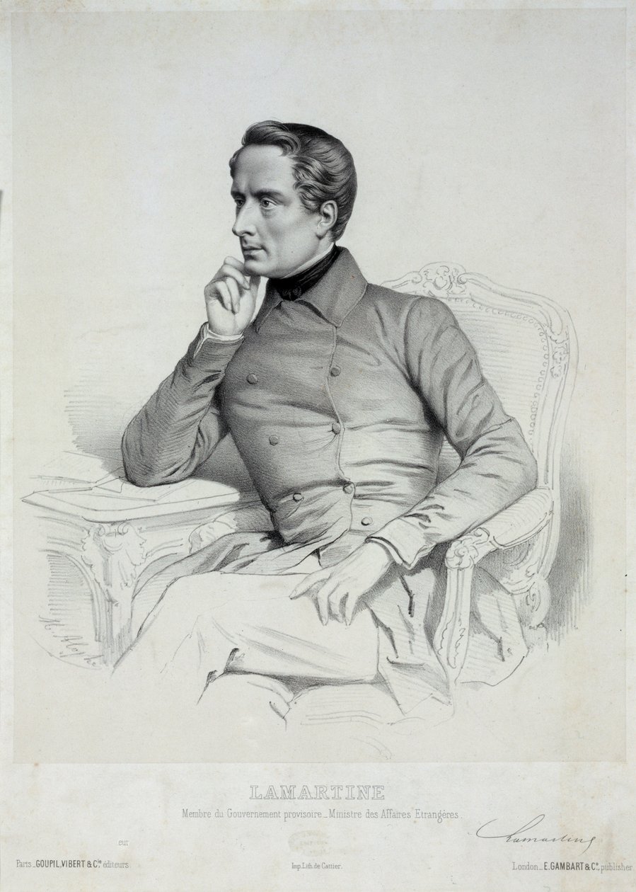 अल्फोंस डी लामार्टिन का पोर्ट्रेट 1790-1869। द्वारा मेरी अलेक्जेंड्रे मेंट अलोपे