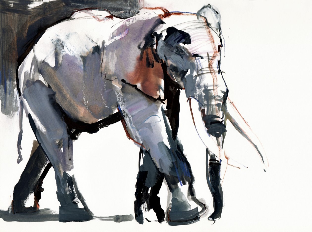 अफ्रीकी हाथी, 2012, (कागज पर मिश्रित मीडिया) द्वारा मार्क एडलिंगटन