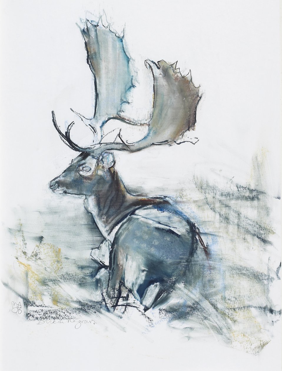 बक इन द ग्रास, 2006 (कागज पर चारकोल पूर्ववत) द्वारा मार्क एडलिंगटन