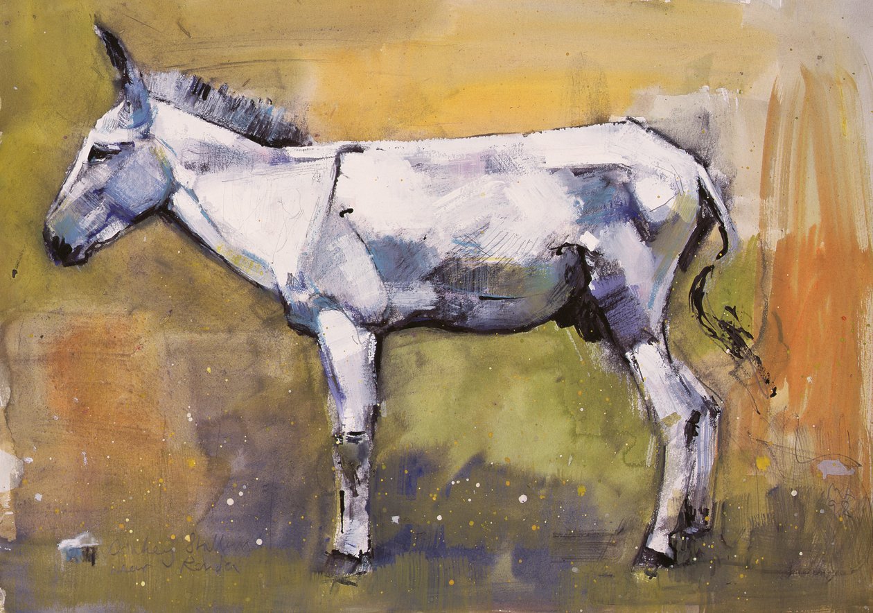 गधा स्टालियन, रोंडा, 1998 (कागज पर मिश्रित मीडिया) द्वारा मार्क एडलिंगटन