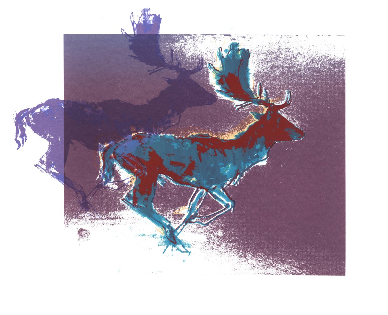 फालो बक (नीला, बैंगनी), 2015, (स्क्रीन प्रिंट) द्वारा मार्क एडलिंगटन