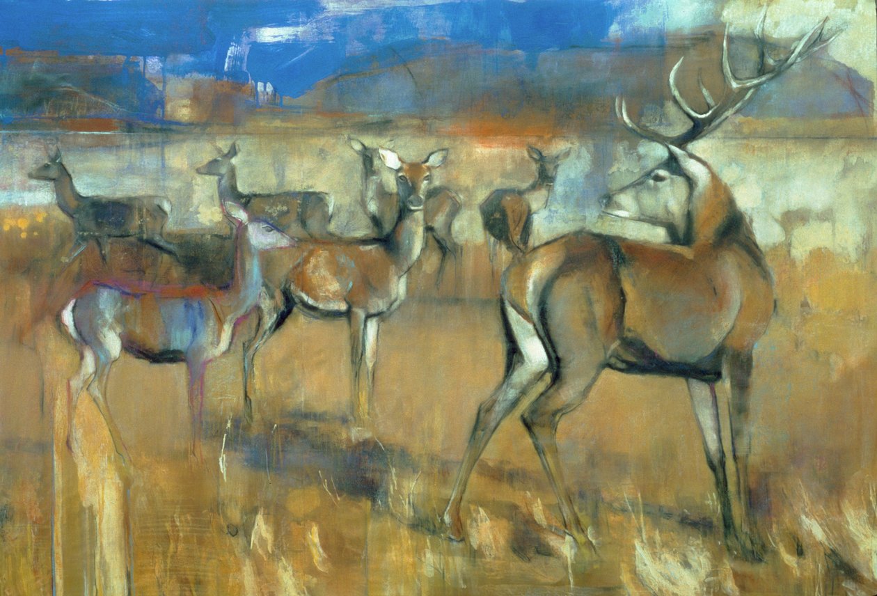 गैदरिंग हिरण, 1998 (मिश्रित मीडिया और कागज पर कोलाज) द्वारा मार्क एडलिंगटन