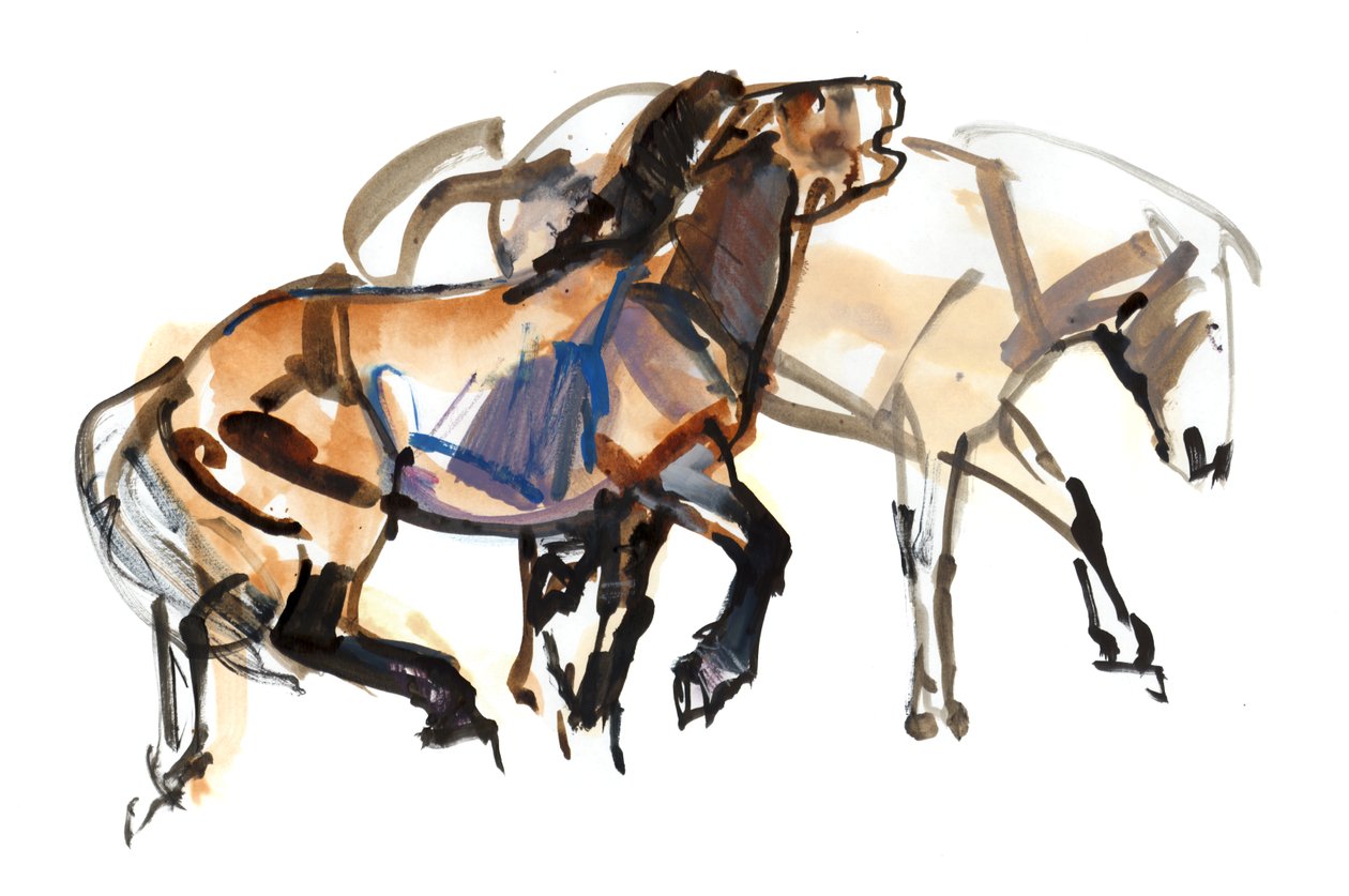 आइस एज (प्रेज़वल्स्की), 2012, (कागज पर मिश्रित मीडिया) द्वारा मार्क एडलिंगटन