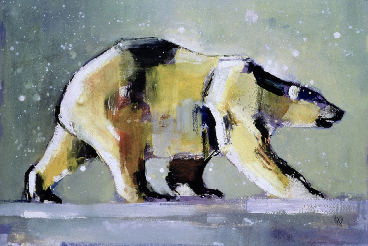 आइस बीयर, 1998 (कागज पर मिश्रित मीडिया) द्वारा मार्क एडलिंगटन