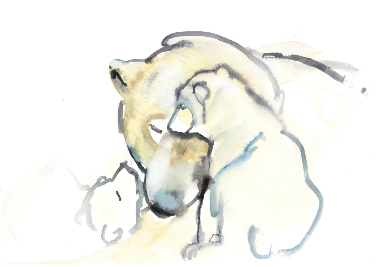 माँ और जुड़वाँ, 2015, (wc और gouache on paper) द्वारा मार्क एडलिंगटन