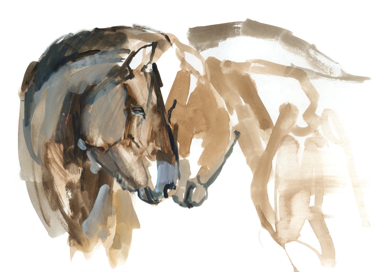 नाक से नाक (Przewalski), 2013 (sennelier ink, watercolor and gouache) द्वारा मार्क एडलिंगटन