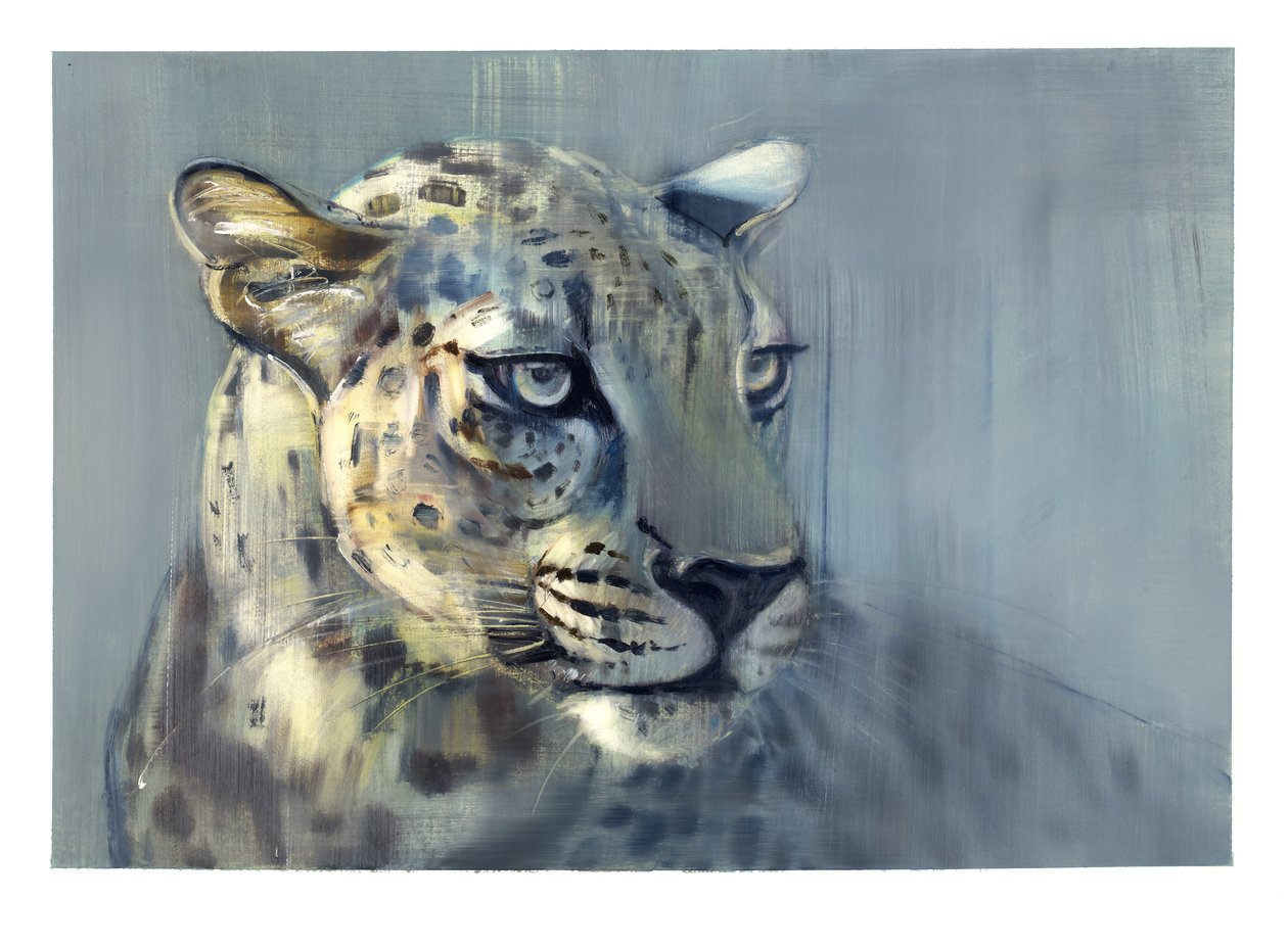 शिकारी II (अरब तेंदुआ), 2009 (कागज पर तेल) द्वारा मार्क एडलिंगटन