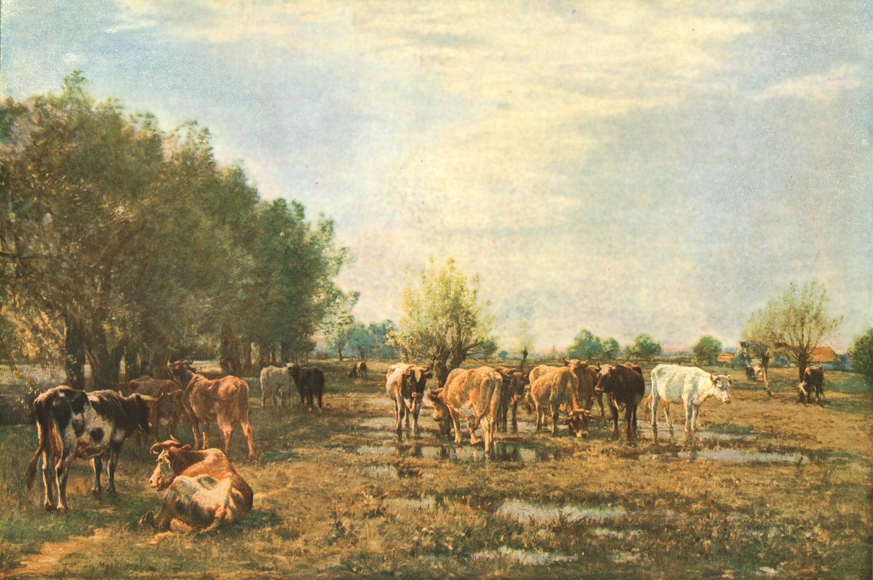 कैटल, 1877, c1930 के साथ फेन मीडोज। द्वारा मार्क फिशर