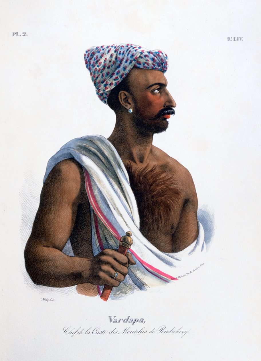 पांडिचेरी पुडुचेरी में जाति प्रमुख, भारत, 1828 द्वारा मारलेट एट सी