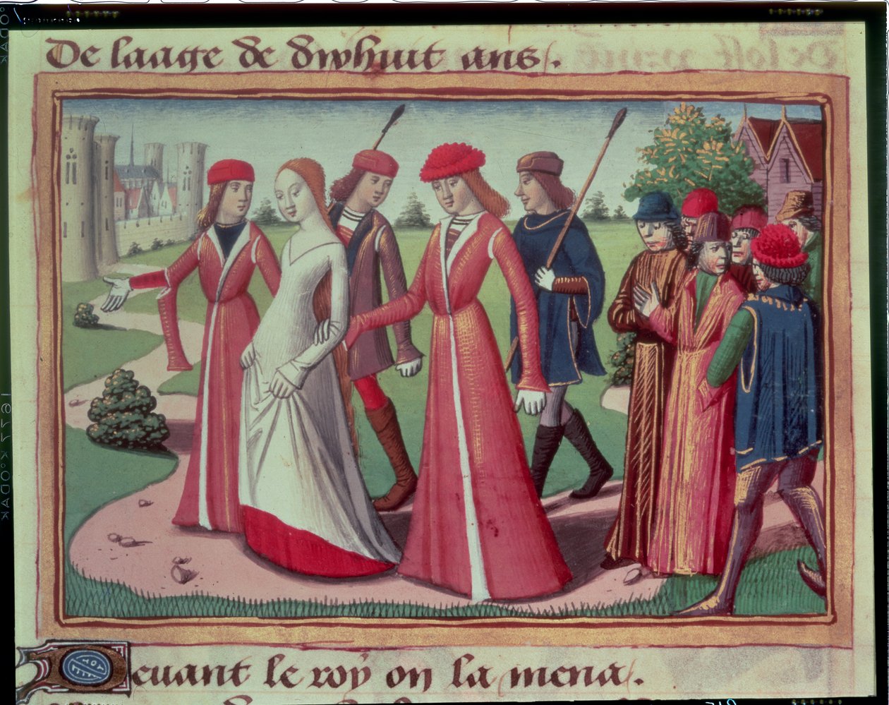 जोन ऑफ आर्क (c.1412-31) चार्ल्स VII (1403-61) के नेतृत्व में VII के चार्ल्स VII, c.1484 द्वारा मार्शल डी पेरिस