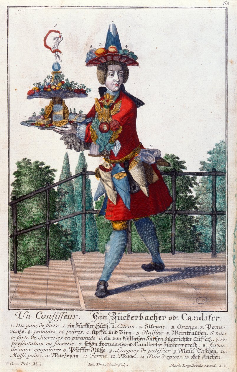 एक हलवाई, c.1735 (रंग उत्कीर्णन) द्वारा मार्टिन एंजेलब्रेट