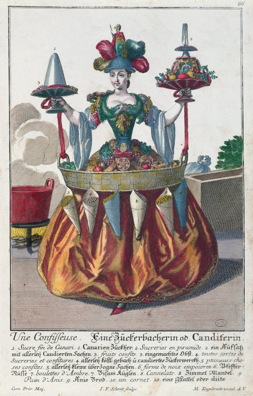 एक हलवाई, c.1735 (रंग उत्कीर्णन) द्वारा मार्टिन एंजेलब्रेट
