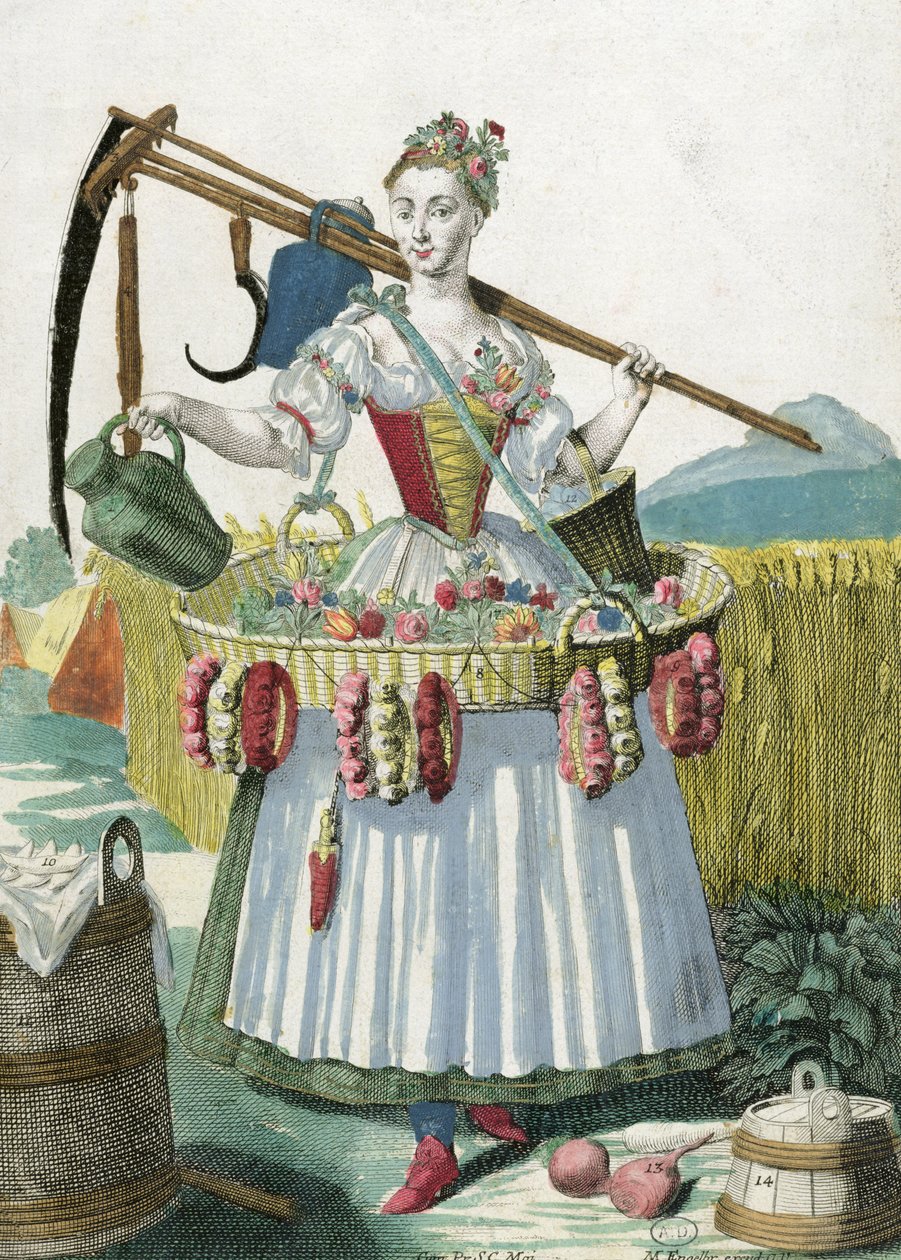 ए किसान महिला, c.1735 द्वारा मार्टिन एंजेलब्रेट