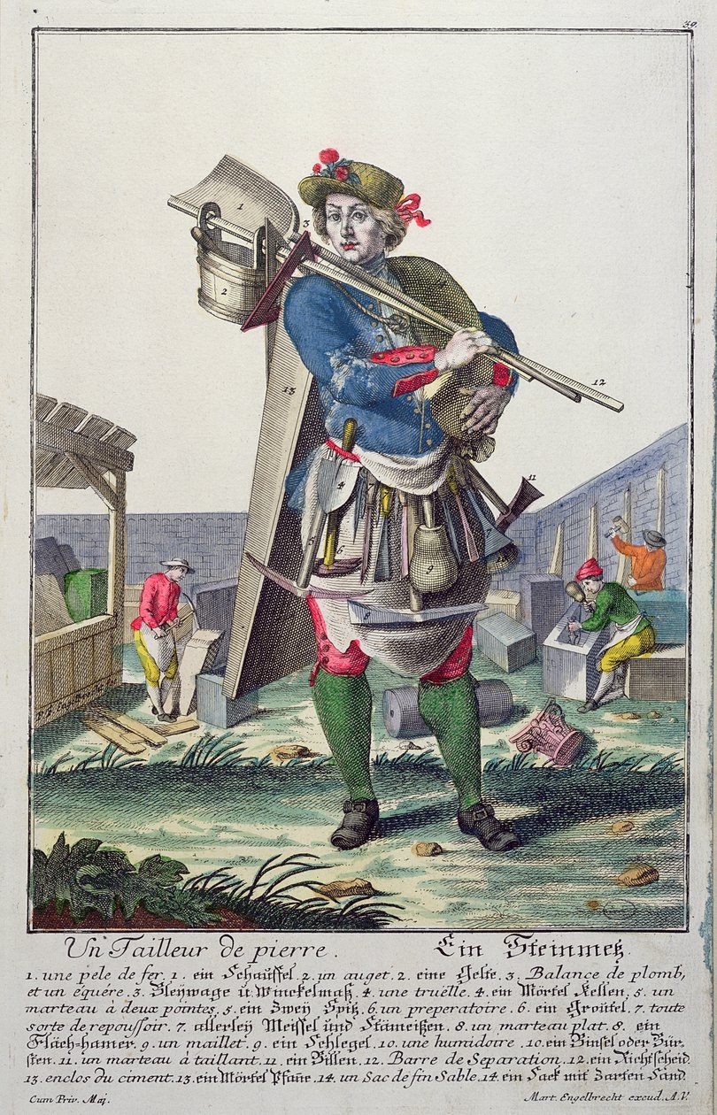 द स्टोनमेसन, c.1735 द्वारा मार्टिन एंजेलब्रेट