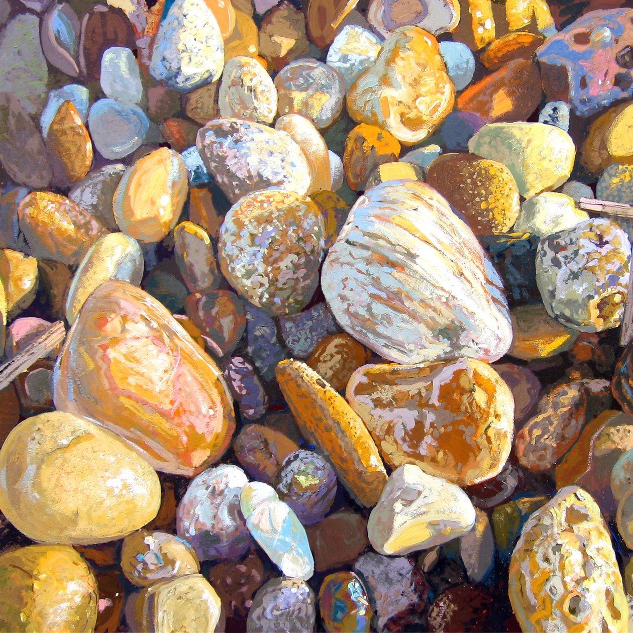 बीच कंकड़, 2007 (बोर्ड पर गौचे) द्वारा मार्टिन निर्णय