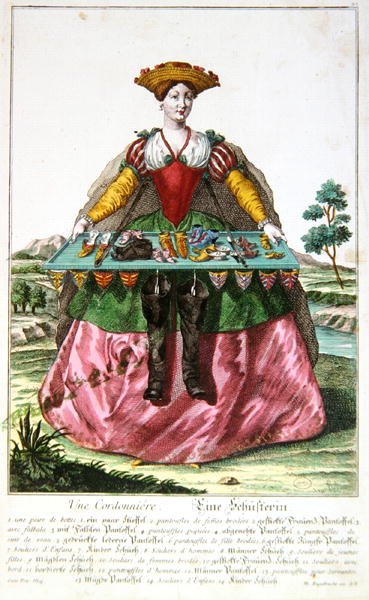 एक शोमेकर, c.1735 (रंग उत्कीर्णन) द्वारा मार्टिन एंजेलब्रेट