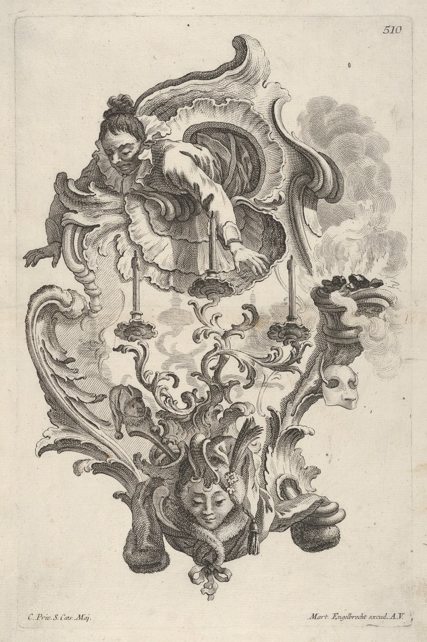 स्कॉन का प्रतिनिधित्व शीतकालीन, वॉल कैंडलस्टिक से 4 साल, ca.1730-56 पेश। द्वारा मार्टिन एंजेलब्रेट