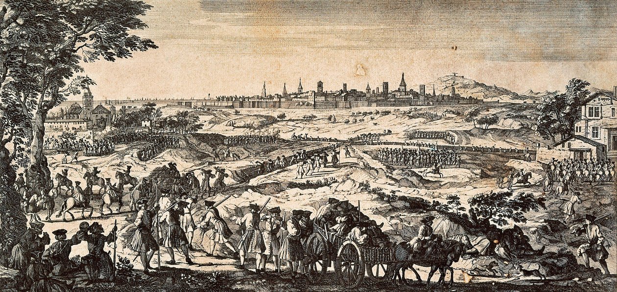 स्पेन के उत्तराधिकार का युद्ध (1701-1714) फ्रांस और स्पेन के बीच, बार्सिलोना का मुख्यालय between द्वारा मार्टिन एंजेलब्रेट