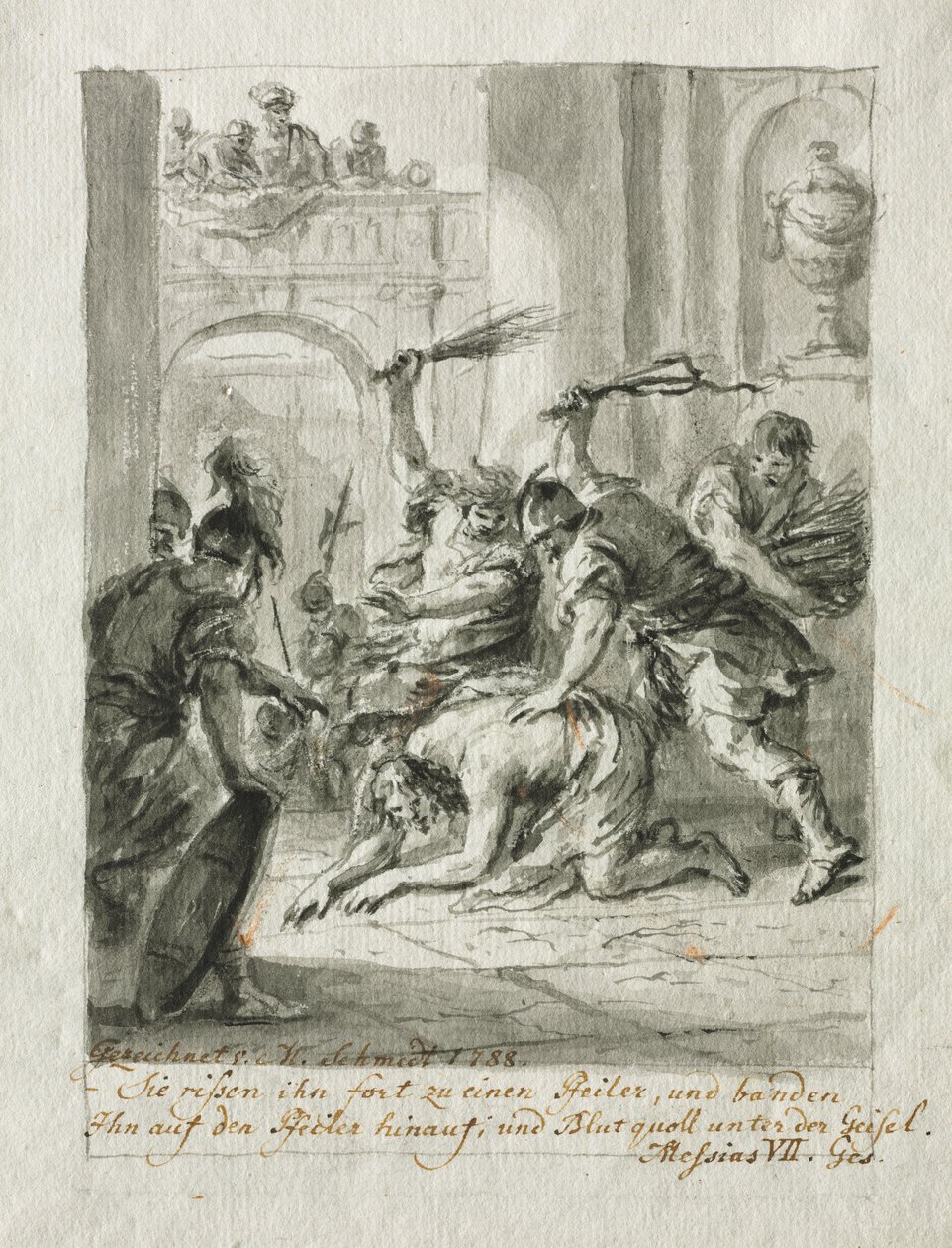 द फ्लैगेलैशन, 1788। द्वारा मार्टिन जोहान श्मिट