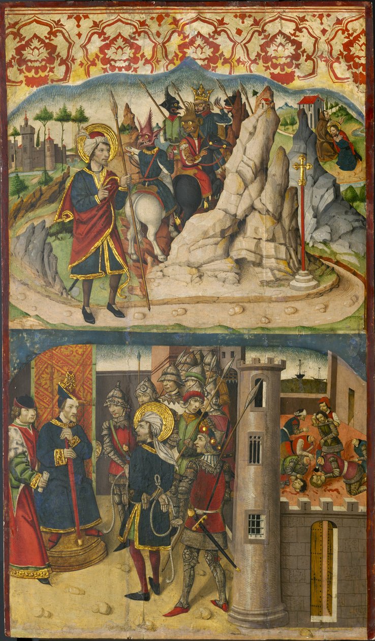 सेंट क्रिस्टोफर ने शैतान, सेंट क्रिस्टोफर को लाइकिया के राजा से पहले 1480-85 द्वारा मार्टिन डी सोरिया