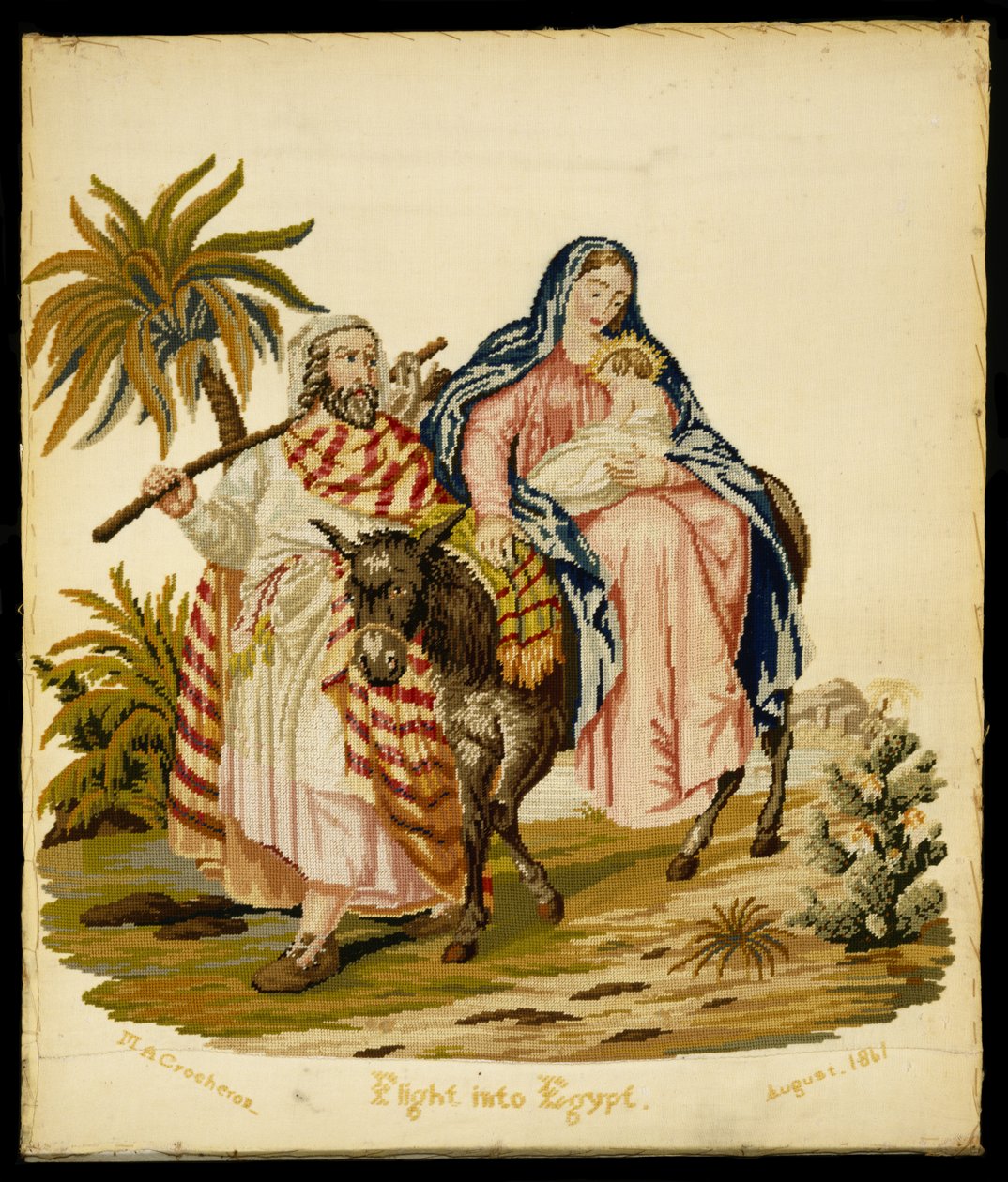 मिस्र में उड़ान, 1861 (लिनन और ऊन) द्वारा मैरी एन 1812 1888 क्रोकरन