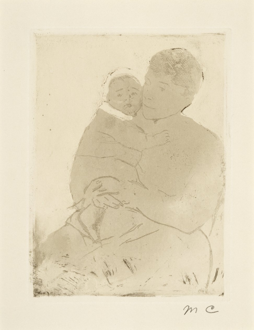 नर्स और बेबी बिल (नं। 1), c.1889-90 (सॉफ्ट-पेपर नक़्क़ाशी और वाव पेपर पर एक्वाटिंट) द्वारा मैरी कसाट