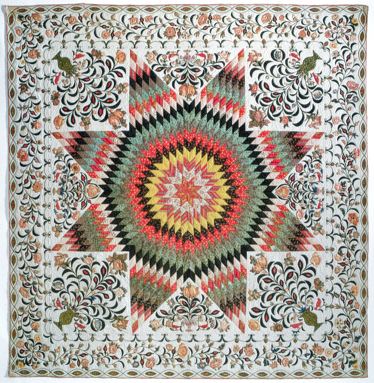 न्यूयॉर्क से राइजिंग सन या स्टार ऑफ़ बेथलहम तालियां रजाई, c.1830-50 (कपास) द्वारा मैरी टॉटन