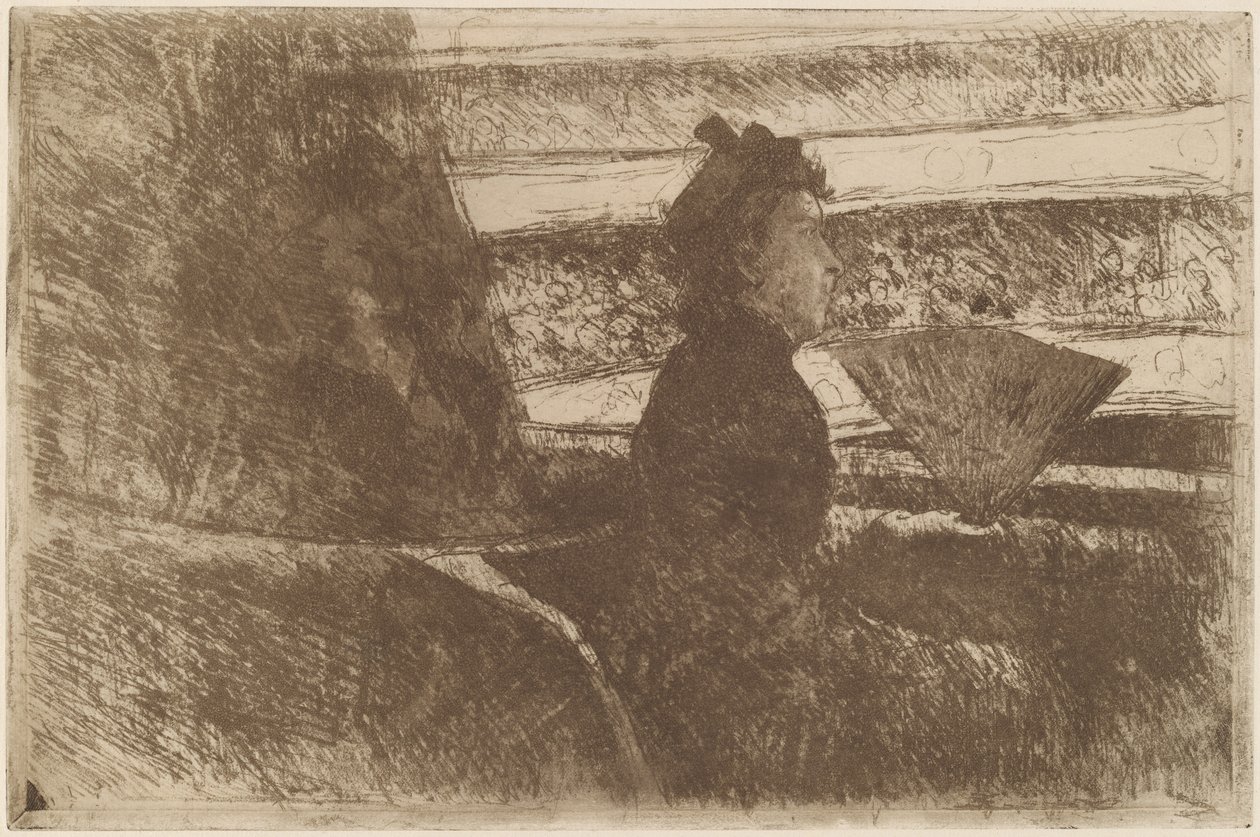 लेडी इन ब्लैक, इन ए लॉग, फेसिंग राइट, c. 1880. द्वारा मैरी कसाट