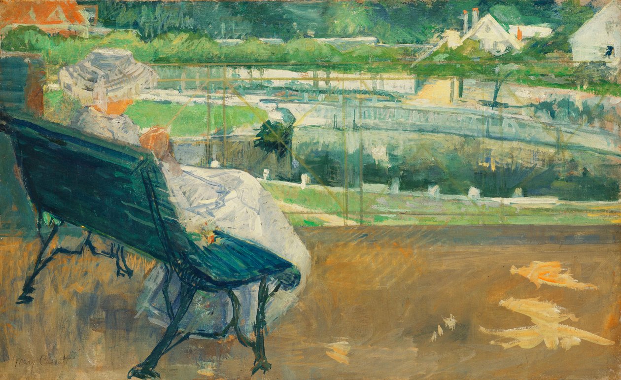 लिडिया पोर्च पर बैठा, क्रॉचिंग, c.1881 द्वारा मैरी कसाट