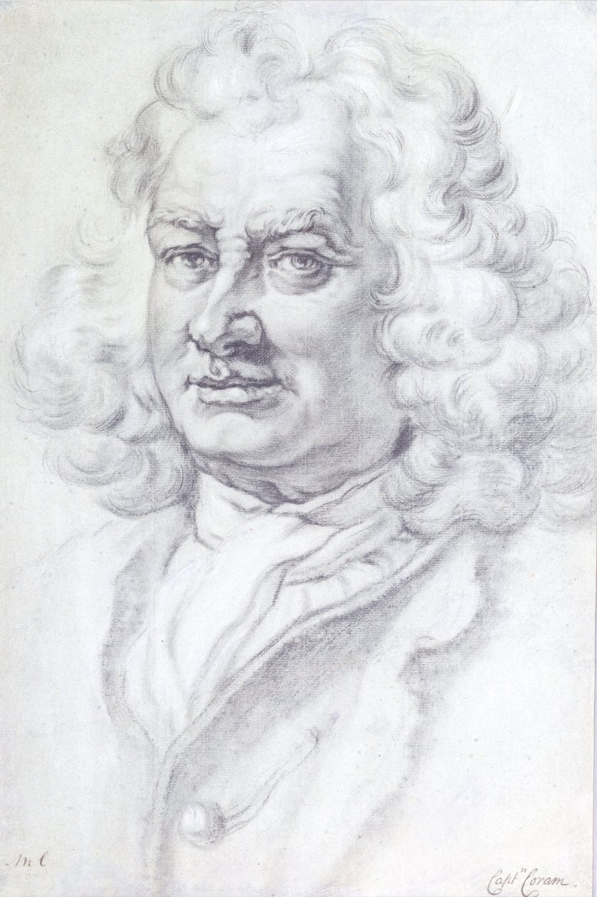 कैप्टन थॉमस कोरम का चित्र (c.1668-1751), 1768 (पेंसिल) द्वारा मेसन चैंबरलिन