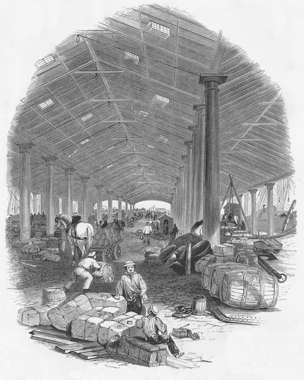 ट्राफलगर डॉक, लिवरपूल, इंग्लैंड, 1847 का घाट शेड द्वारा मेसन जैक्सन