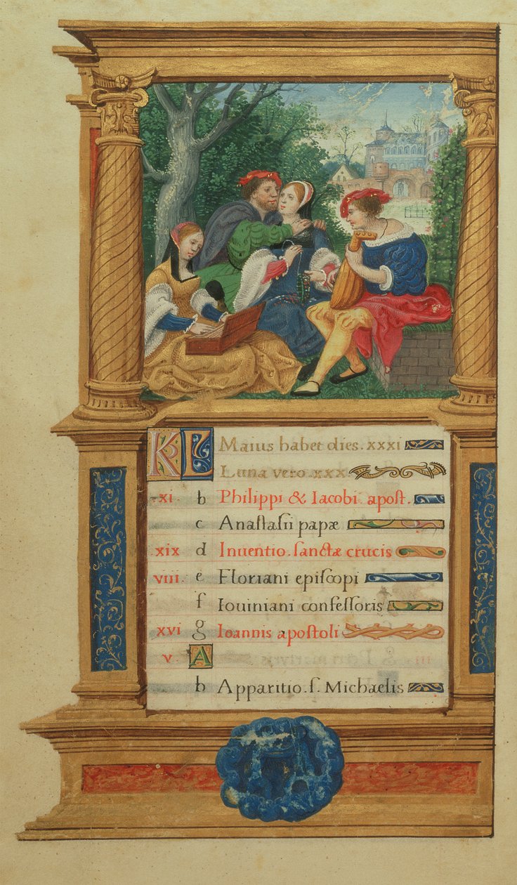 MS W.449 fol.6v मेकिंग म्यूजिक, c.1525 द्वारा मास्टर जीन डे मौलोन