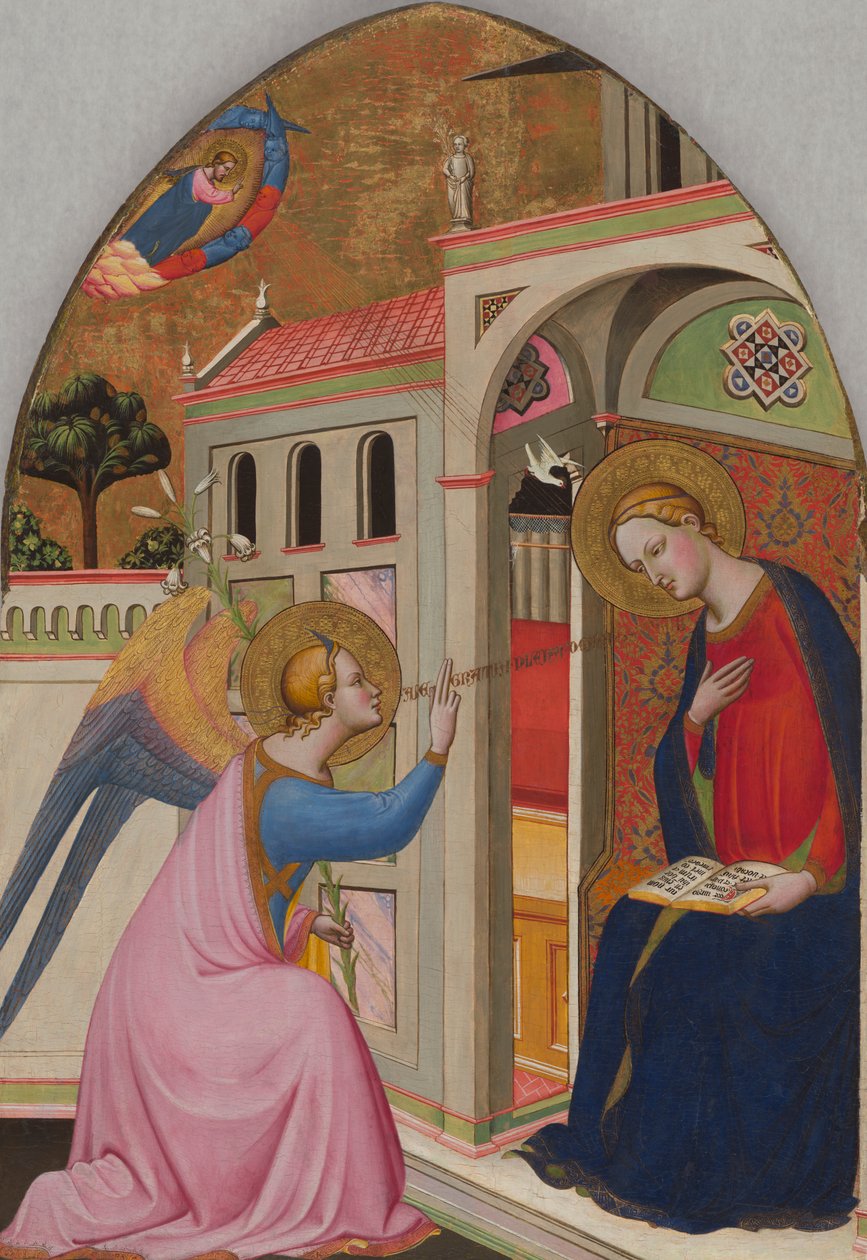 घोषणा, c.1390-95 (पैनल पर तड़का और सोने की पत्ती) द्वारा सेंट वर्डियाना के मास्टर