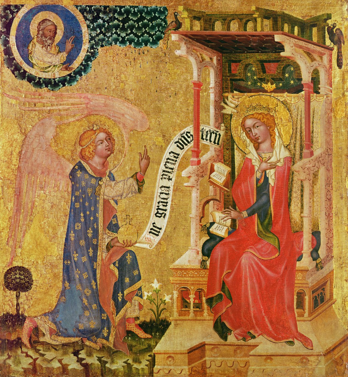 घोषणा, c.1350 (लकड़ी पर तड़का) द्वारा Vyssi Brod के चक्र के मास्टर