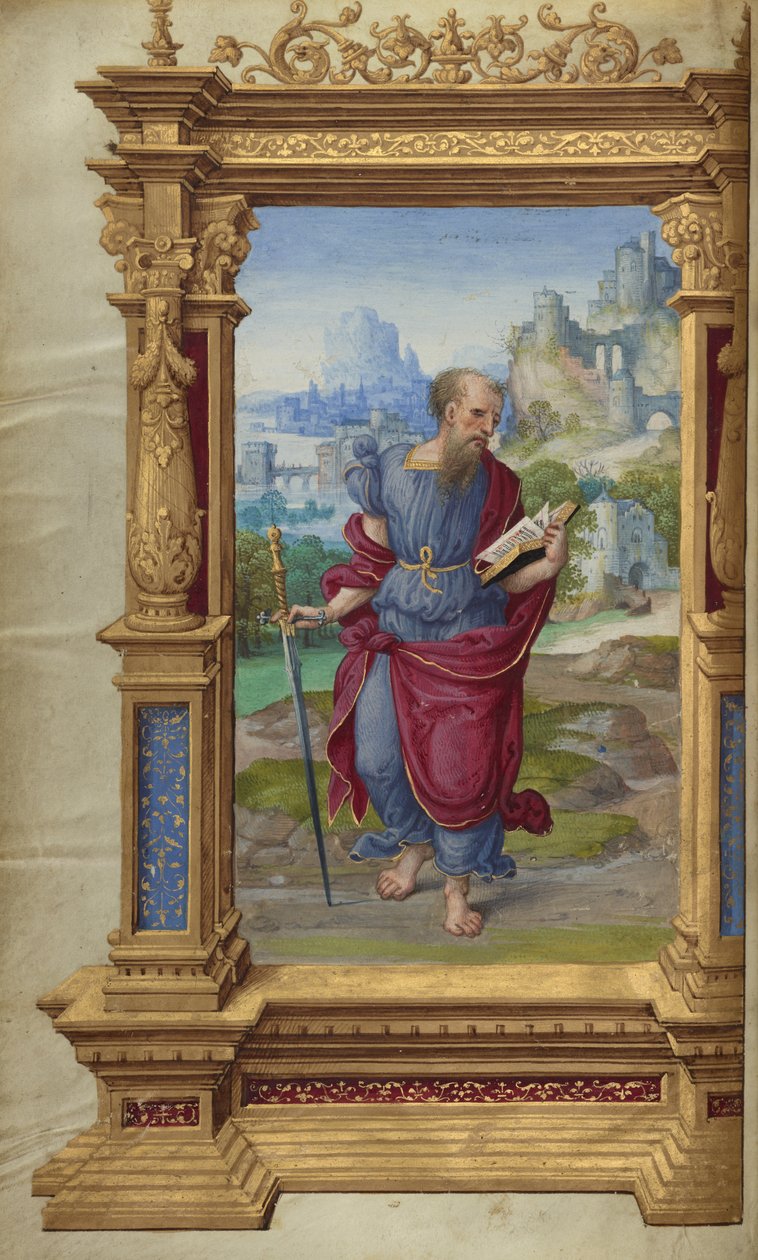 सेंट पॉल गेटी एपिस्टल्स से, c.1528-30 (ताप रंग और चर्मपत्र पर सोने का रंग) द्वारा गेटी एपिस्टल्स के मास्टर