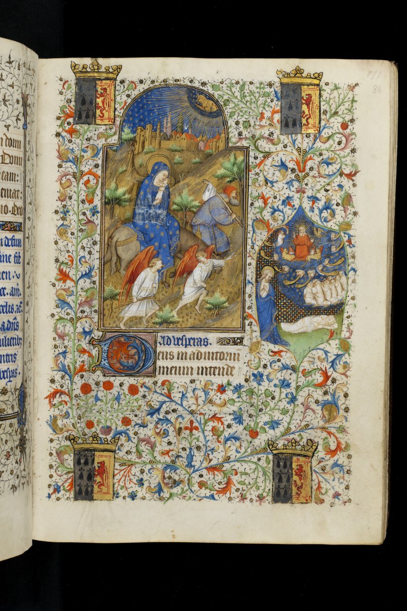 मिस 62 f.86r मिस्र में उड़ान, घंटे की किताब से, c.1418 द्वारा रोहन आवर्स के मास्टर