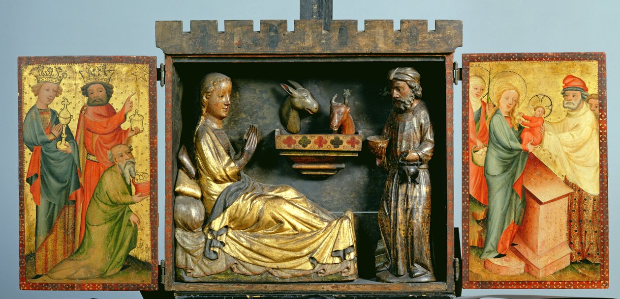 हार्वेस्टर अल्टार, c.1410 (ओक पर तापमान) (145254 और 145255 देखें) द्वारा मिंडेन के मास्टर बर्ट्राम