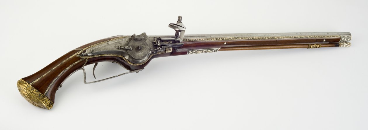 व्हील-लॉक होलस्टर पिस्तौल की जोड़ी में से एक, c.1650 (स्टील, sankewood, हड्डी या सींग, गिल्ट पीतल और लोहे) द्वारा मास्टर एचडब्ल्यू