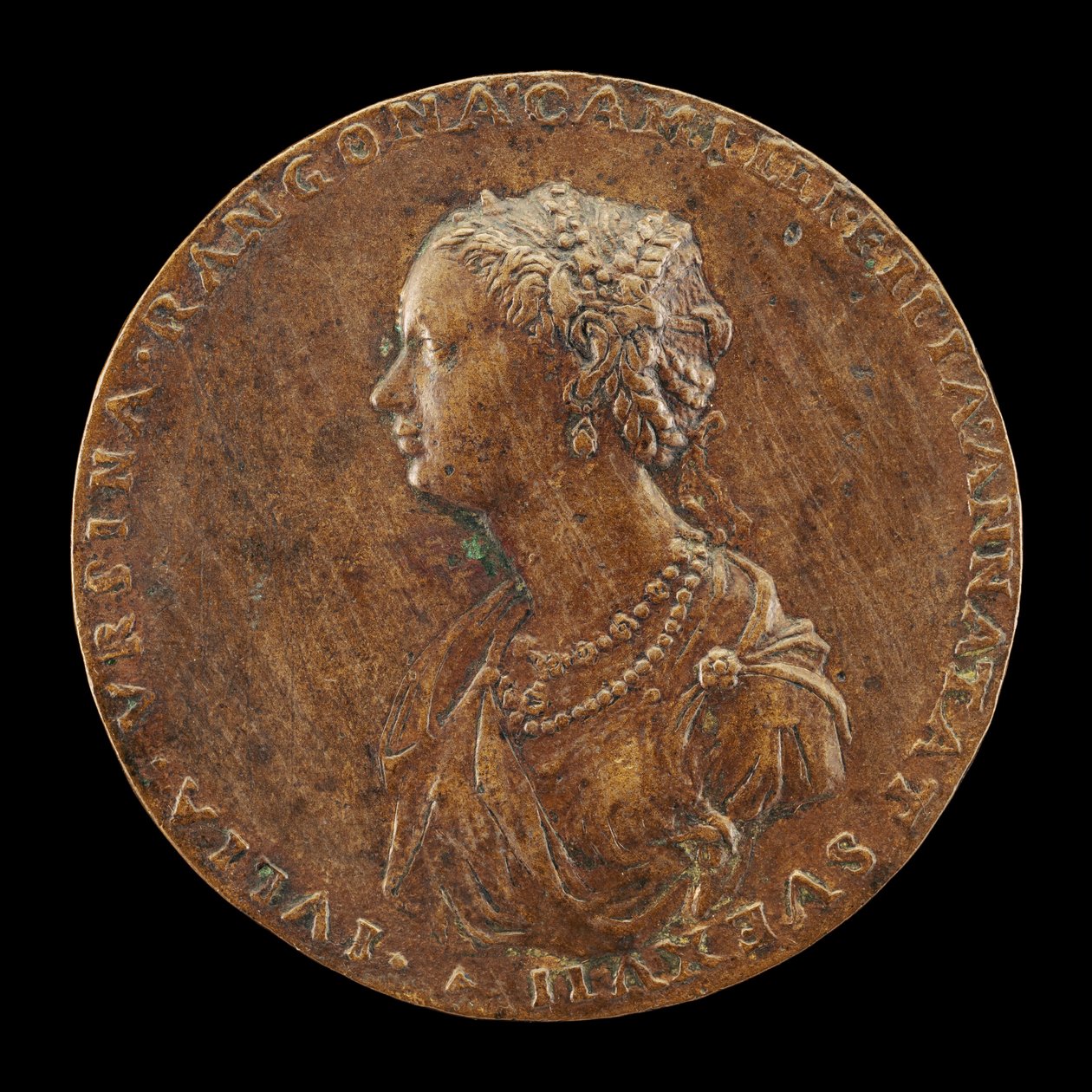 गुइलिया ओरसिनी, 1537-1598, बलदोसारे रंगोनी की पत्नी सी। 1554 [विपरीत], 1554। द्वारा मास्टर आईएसी। यूआरबी।