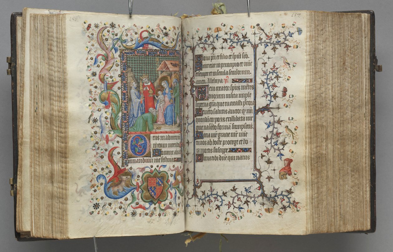 ऑवर्स ऑफ द चार्ल्स नोबल, किंग ऑफ नवरे 1361-1425: फॉल। 79r, पाठ, सी। 1405। द्वारा ब्रसेल्स के प्रारंभिक और एसोसिएट्स के मास्टर