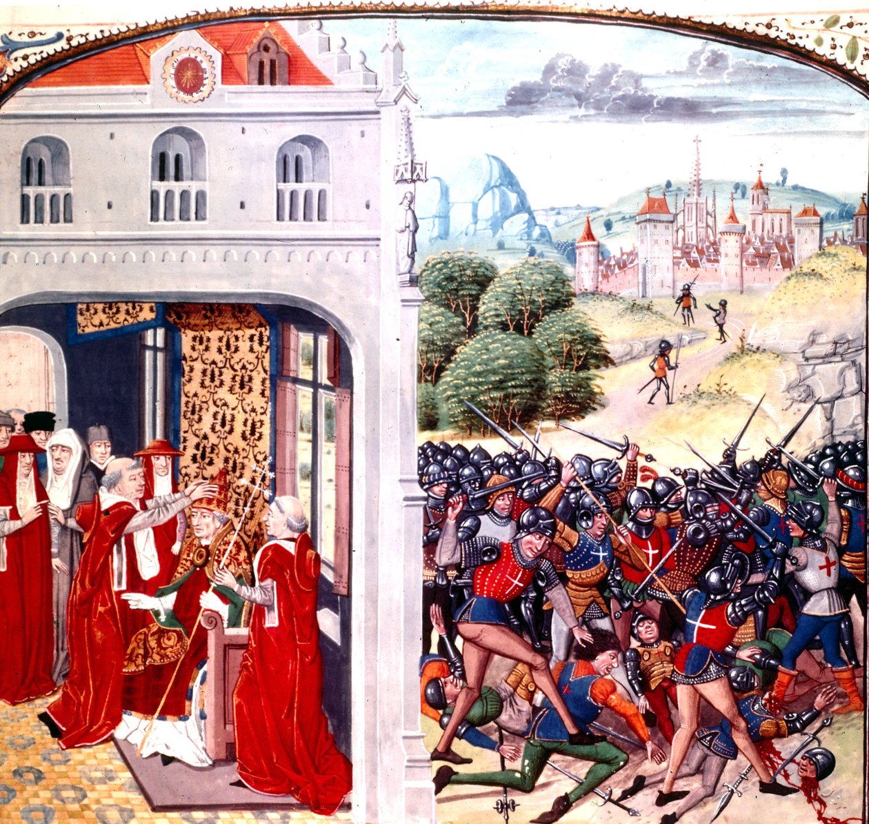 एविग्नन फ्रांस में पोप ग्रेगरी IX का अभिषेक (1227-1241 में परमधर्मपीठ) द्वारा जीन फ्रोइसार्ट (वेल्लम) द्वारा हार्ले फ्रिसार्ट के मास्टर