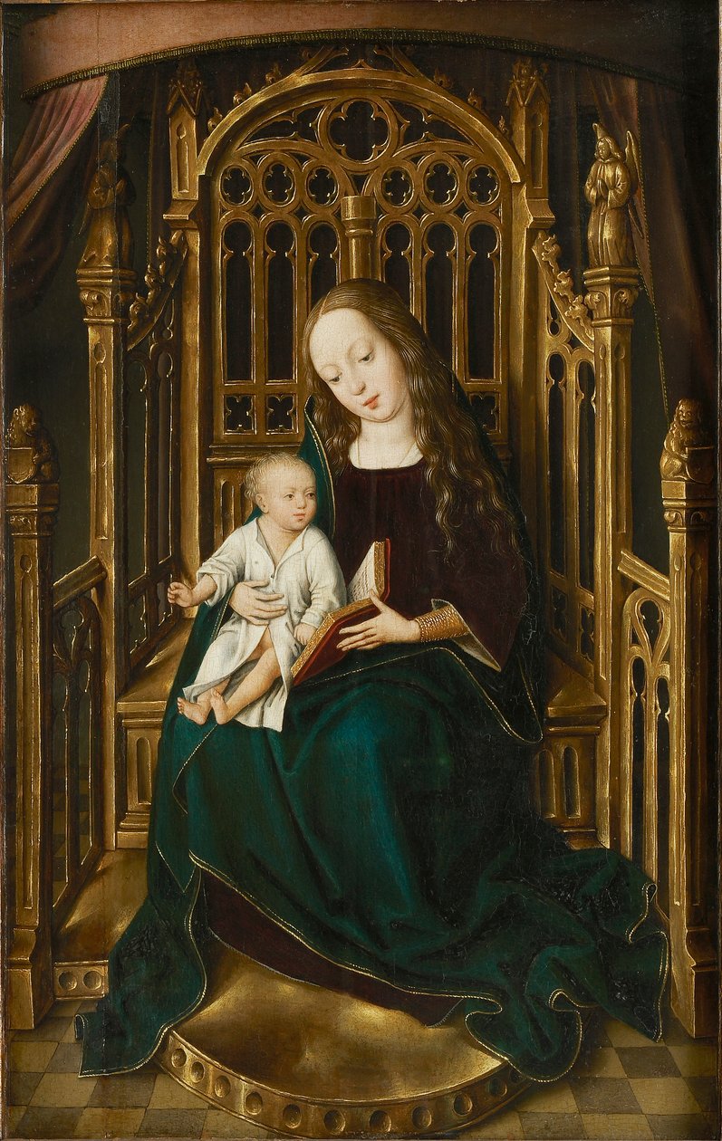 वर्जिन और बच्चे का सिंहासन, 1490-1500। द्वारा Magdalen किंवदंती के मास्टर