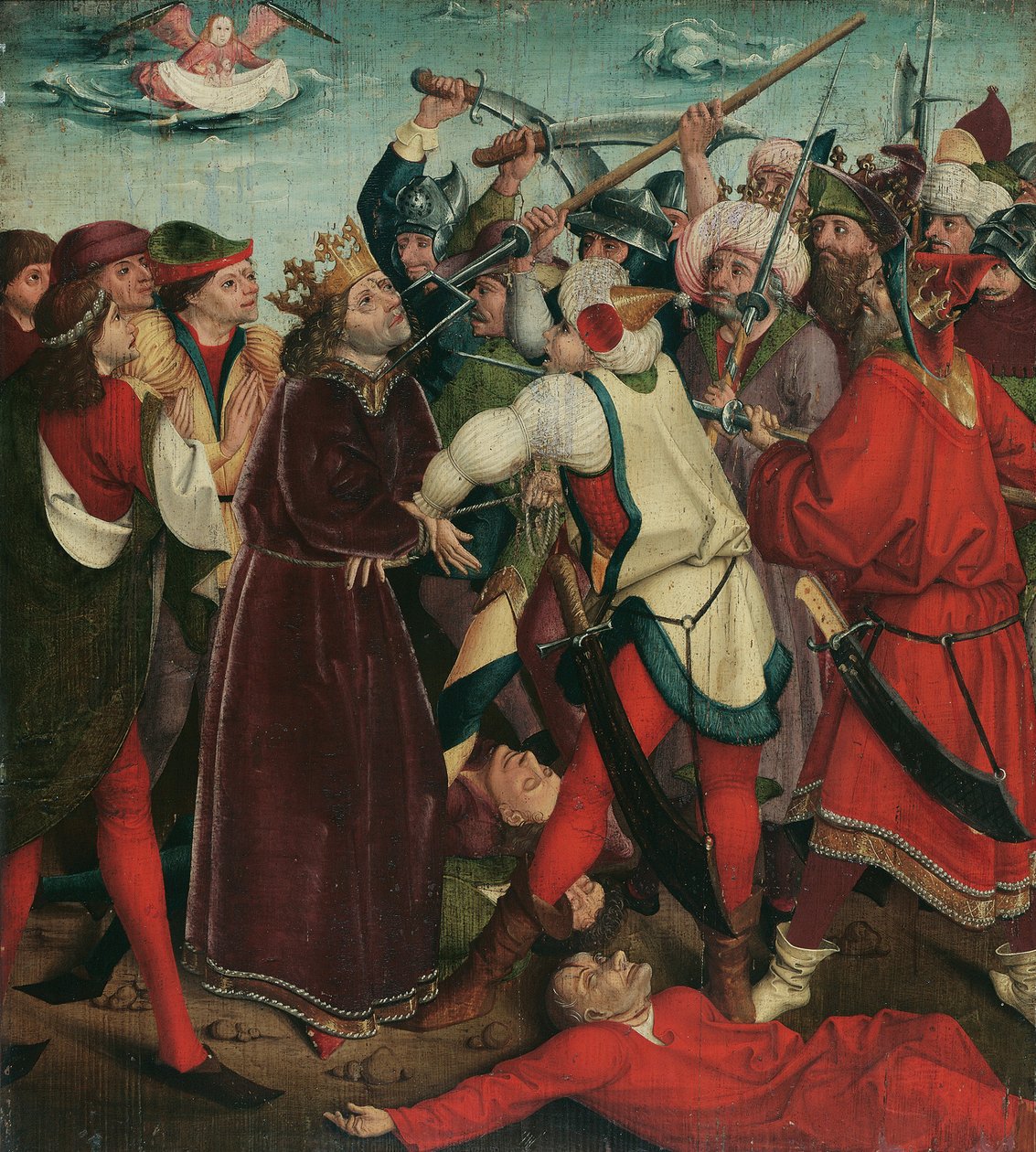 मेसरफील्ड की लड़ाई में सेंट ओसवाल्ड की शहादत, c. 1480-1485। द्वारा ओसवाल्ड किंवदंती के मास्टर