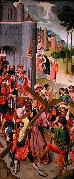 क्राइस्ट क्रॉसिंग, साइड पैनल फ्रॉम ए ट्रिप्टिच, c.1490s (पैनल पर तेल) (152537 भी देखें) द्वारा कन्या का स्वामी अंतर कन्या
