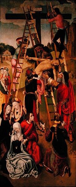 डिपोजिट, एक त्रिपिटक का साइड पैनल, c.1490s (पैनल पर तेल) (152538 भी देखें) द्वारा कन्या का स्वामी अंतर कन्या