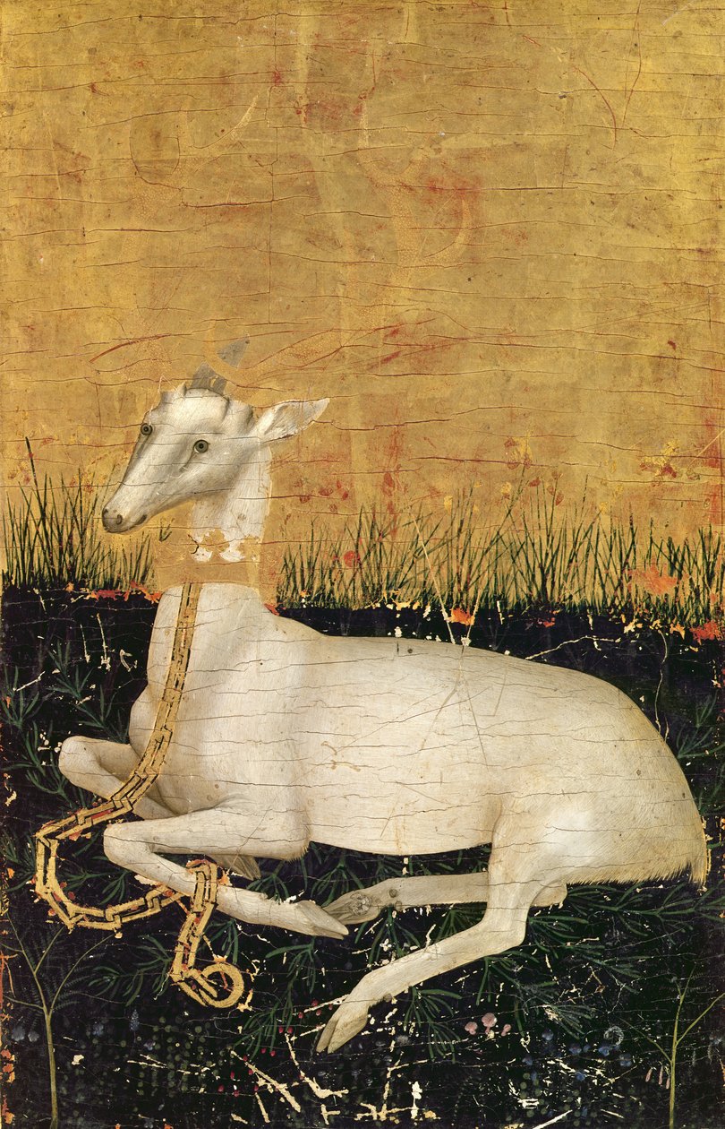 व्हाइट हार्ट, &39;द विल्सन डिप्टीच&39; से c.1395-99 (ओक पर अंडा तापमान) (छद्म) द्वारा विल्सन डिप्टी के मास्टर