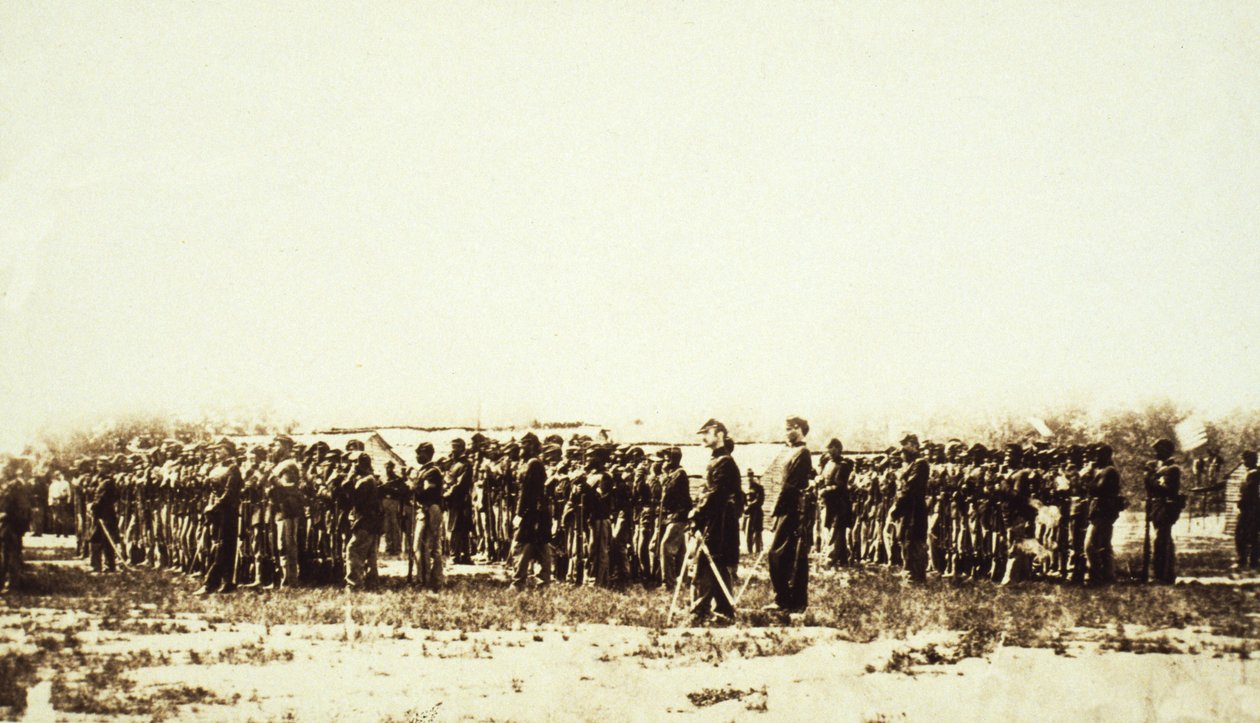 पहले अमेरिकी रंगीन इन्फैंट्री, पब। c.1860s (सीपिया फोटो) द्वारा मैथ्यू बी ब्रैडी