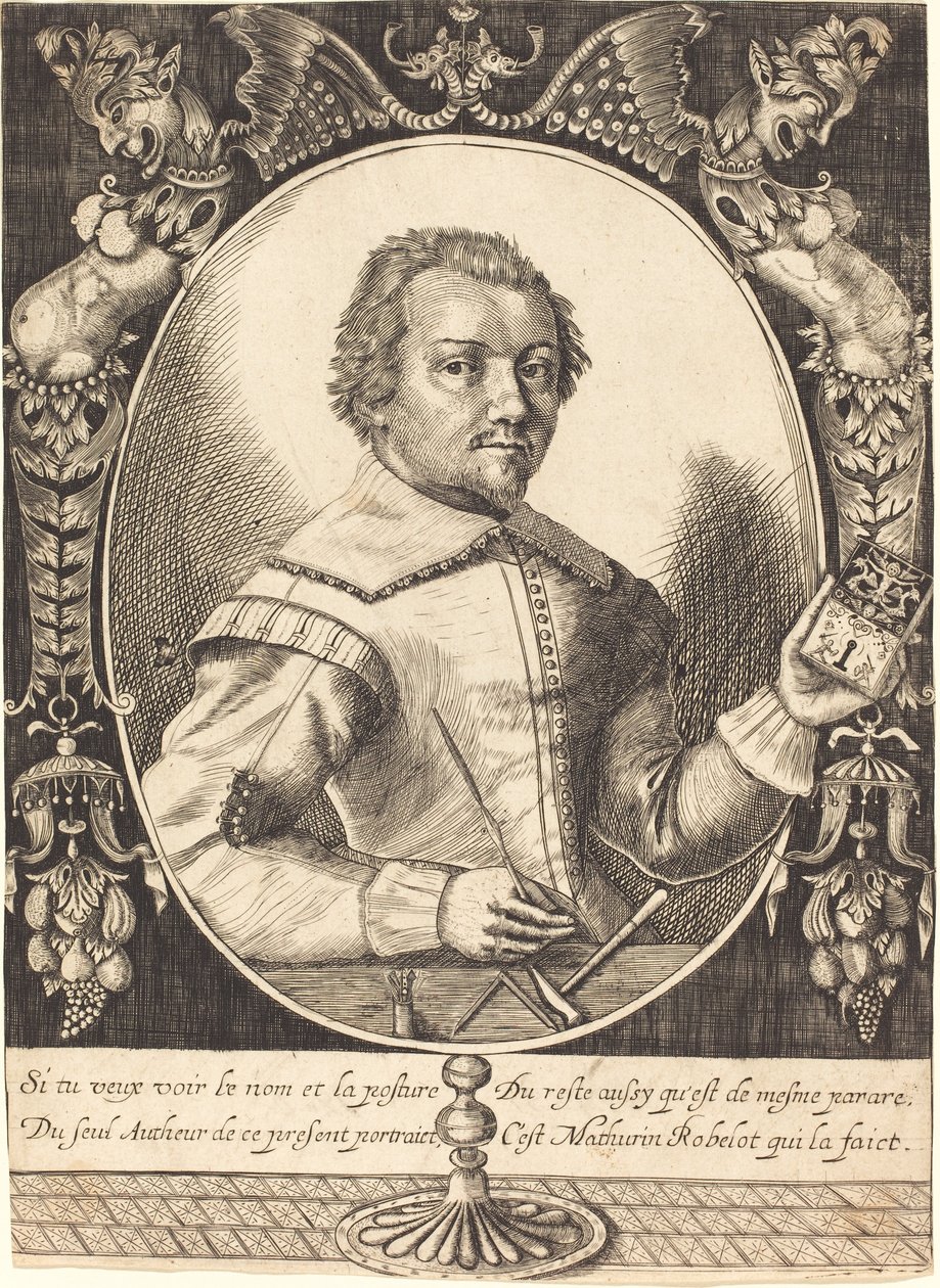 स्व-पोर्ट्रेट, c.1630 (उत्कीर्ण कागज पर उत्कीर्ण) द्वारा मथुरिन रोबेलॉट