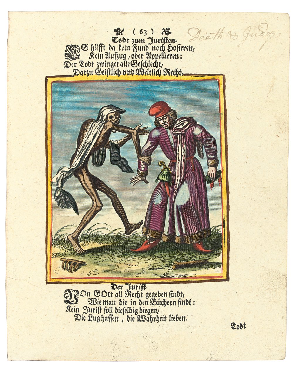 डेथ एंड लॉयर, c.1700-1725 (हाथ से बने उत्कीर्णन) द्वारा मैथौस द एल्डर मेरियन