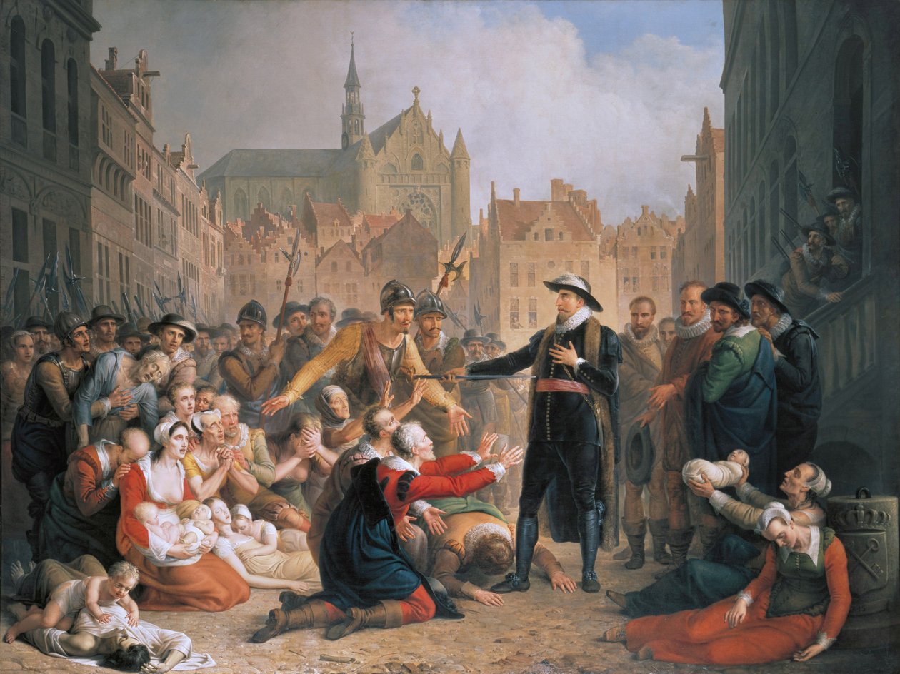 Burgomaster van der Werf, Leiden के लोगों को अपनी तलवार प्रदान करती है द्वारा मैथ्यू इग्नाटियस वैन ब्री